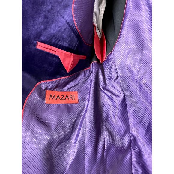 Mazari Men's Purple Party S/C Fashion Velvet Sport Coat w/ Bow Tie 1010 - XS - Picture 5 of 9